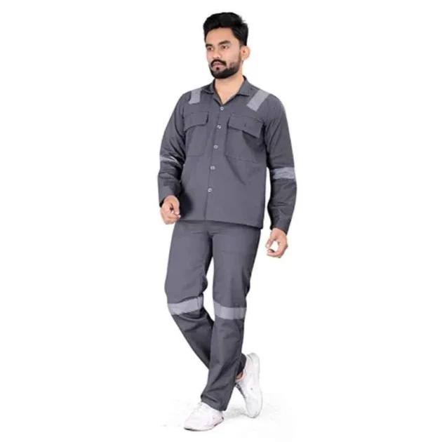 Arevanz 240 GSM Cotton Regular Fit Grey Safety Coverall