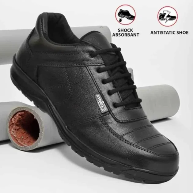 Stonix Leather TPR Sole Steel Toe Black Safety Shoes, GOLA-TRP-07