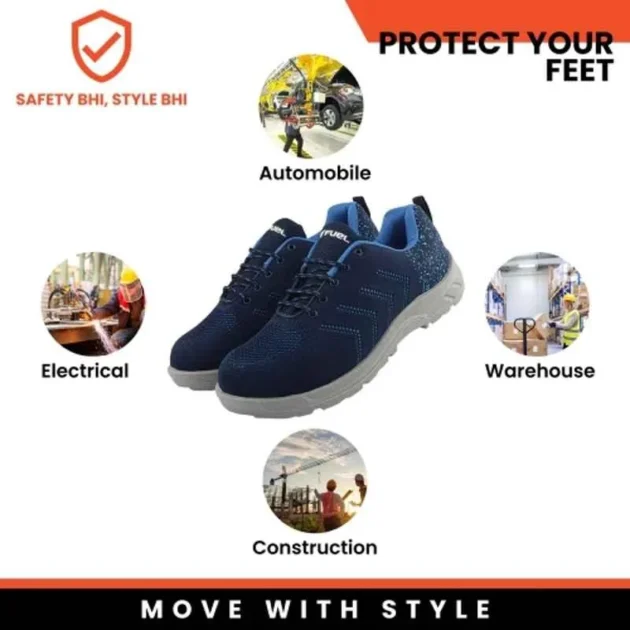 Fuel Arsenal Fabric Steel Toe Blue Safety Shoes with PVC Sole - Image 2