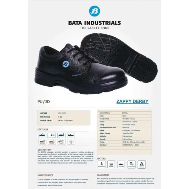 Bata Industrials Bora Derby Steel Toe Work Safety Shoes - Image 2