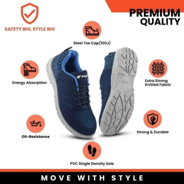Fuel Arsenal Fabric Steel Toe Blue Safety Shoes with PVC Sole - Image 5