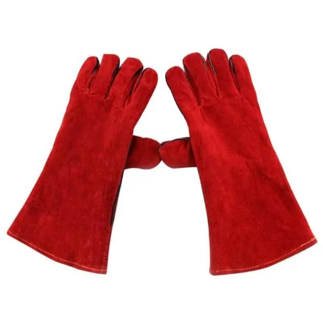 SSWW Red Leather Soft Welding Plain Hand Gloves - Image 2