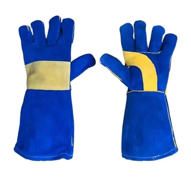 Stockhawkers 10-inch Leather Blue Safety Hand Gloves