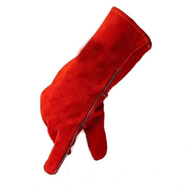 SSWW Red Leather Soft Welding Plain Hand Gloves - Image 3