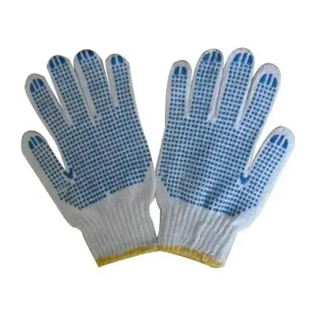 Stockhawkers 10-inch Cotton White Double-Side Dotted Hand Gloves - Image 3