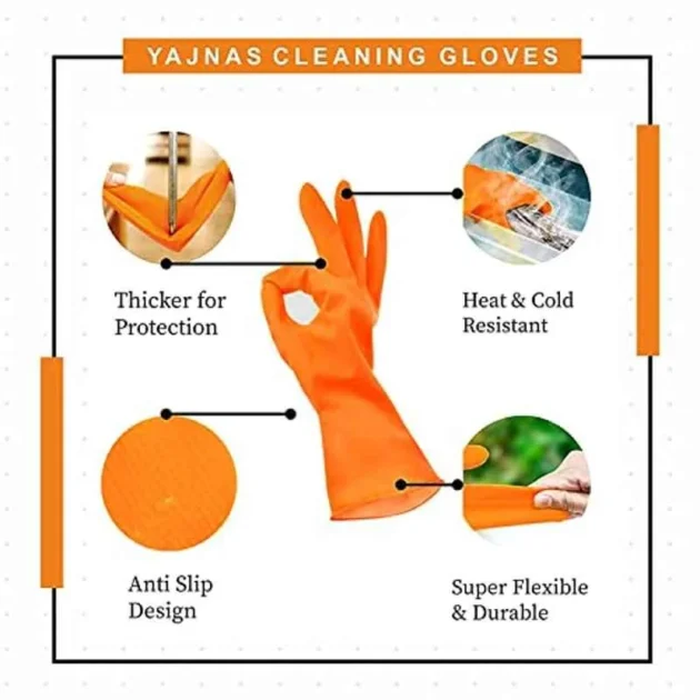 SSWW 10-inch Orange Rubber Acid & Alkali Proof Hand Gloves - Image 3