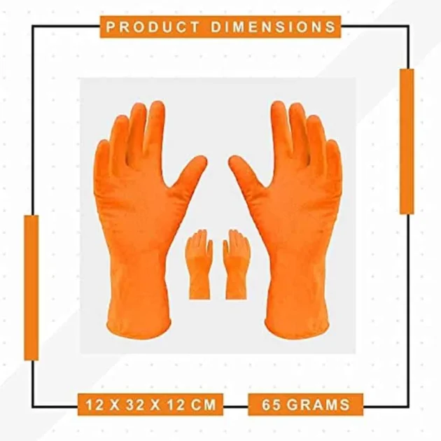 SSWW 10-inch Orange Rubber Acid & Alkali Proof Hand Gloves - Image 4