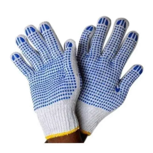 Stockhawkers 10-inch Cotton White Double-Side Dotted Hand Gloves
