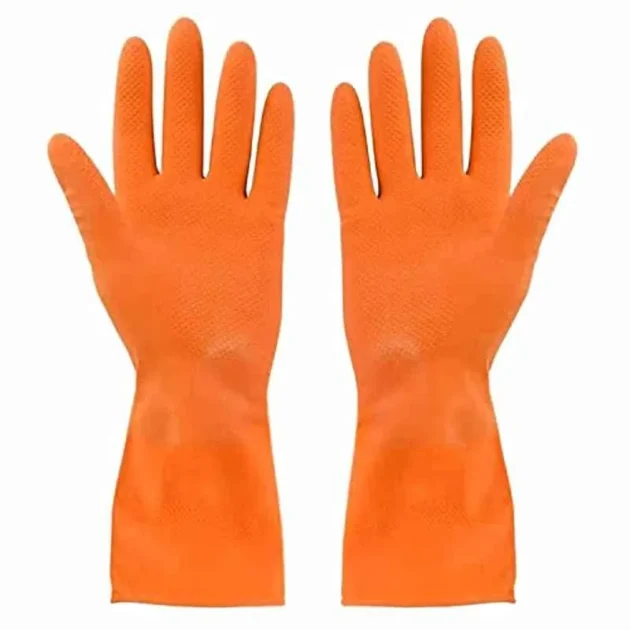 SSWW 10-inch Orange Rubber Acid & Alkali Proof Hand Gloves