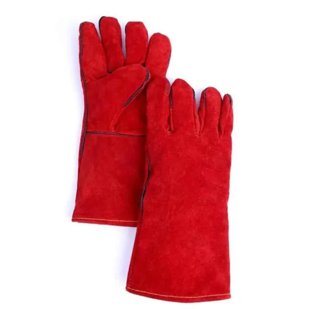 SSWW Red Leather Soft Welding Plain Hand Gloves - Image 4