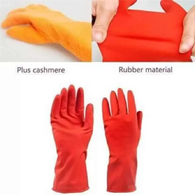 Stylera 10-inch Red Rubber Safety Hand Gloves (Pack of 2) - Image 3