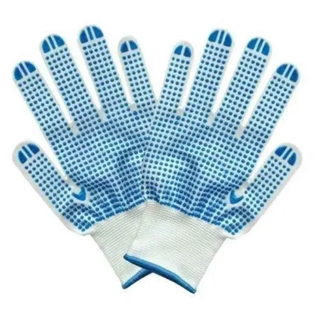 Stockhawkers 10-inch Cotton White Double-Side Dotted Hand Gloves - Image 4